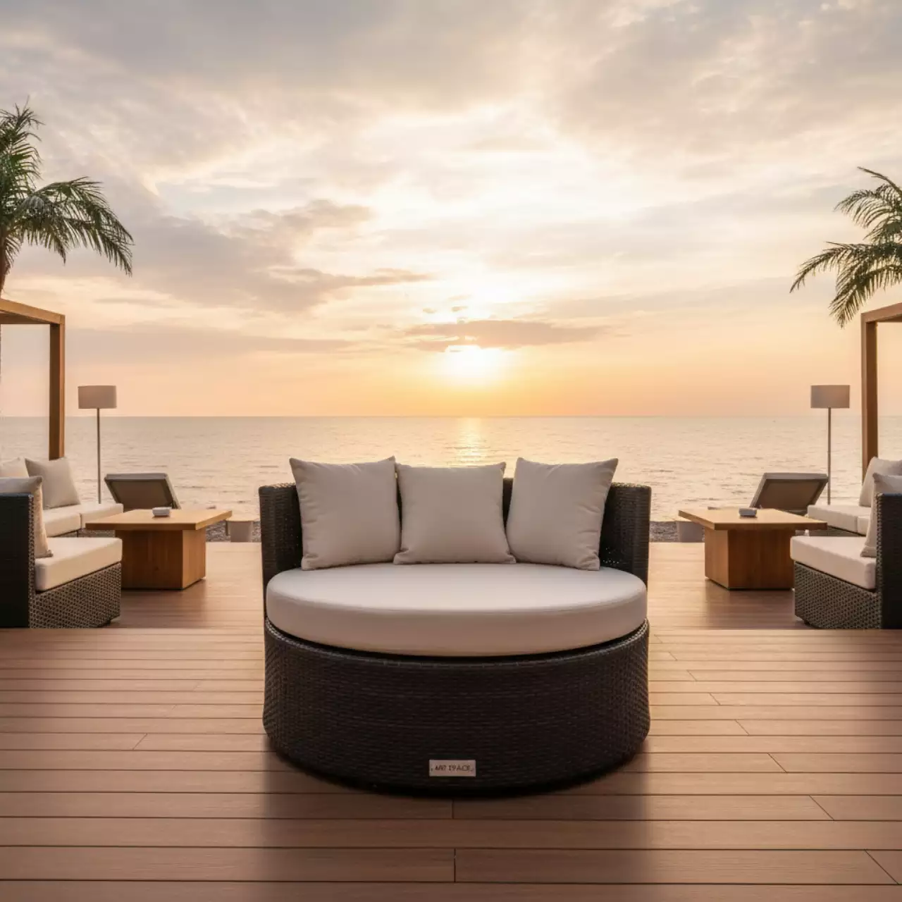 Аренда Кресло садовое поворотное Аргос 360° 95х85 см техноротанг коричневое на пляжных клубах Хосты — ART SPACE