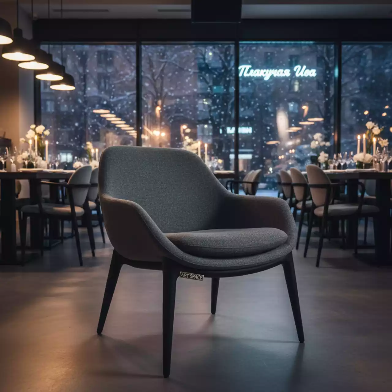 Аренда Кресло серо черное Fount в ресторане «Плакучая Ива» — ART SPACE
