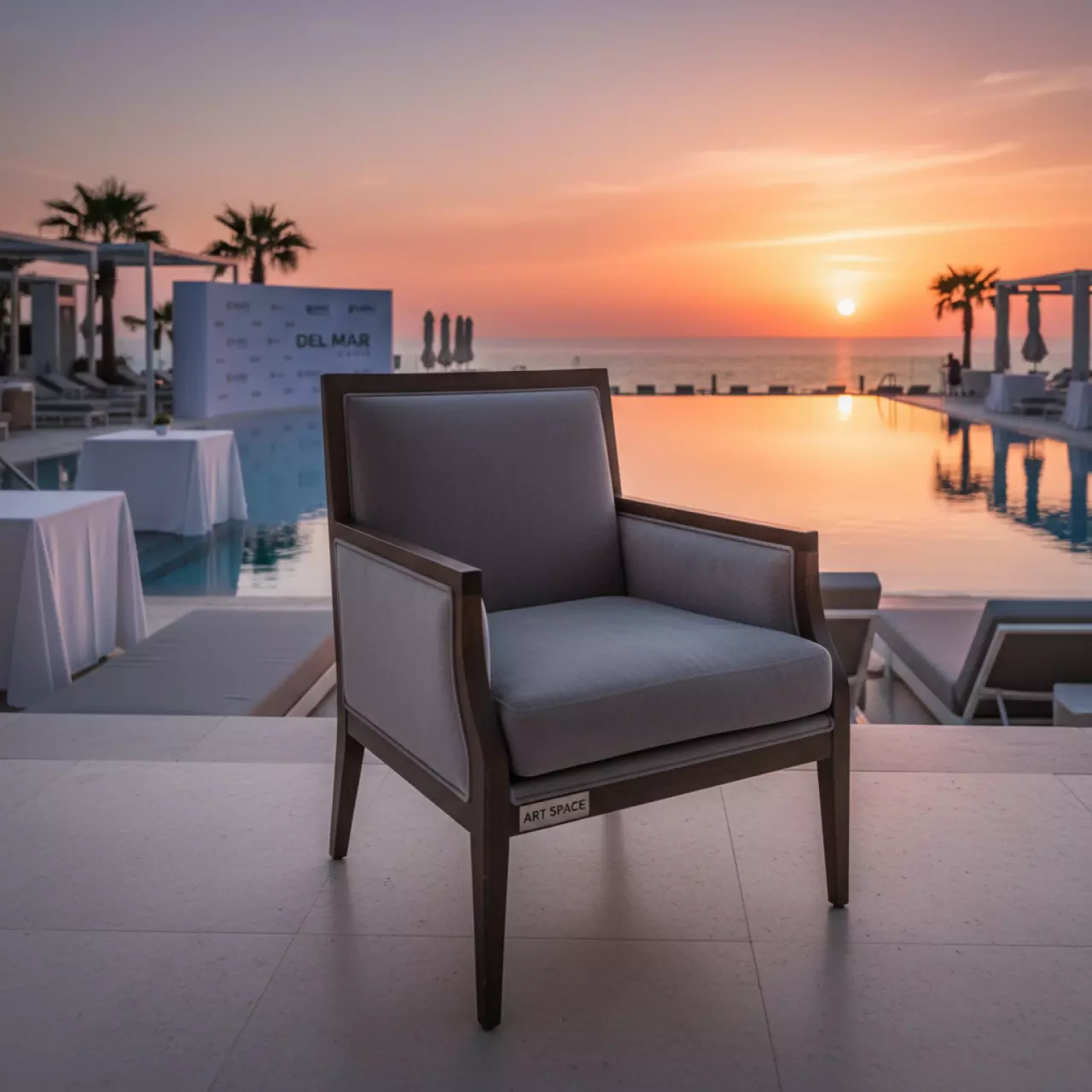 Аренда Кресло серое NEOCLASSIC в пляжном клубе Del Mar — ART SPACE