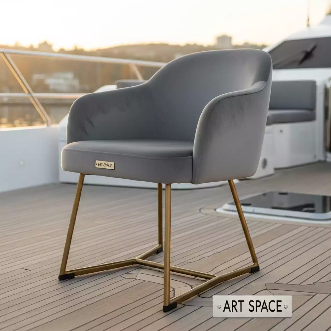 Аренда Кресло серое основание золотое Etna на VIP теплоходе (Морпорт Сочи) — ART SPACE