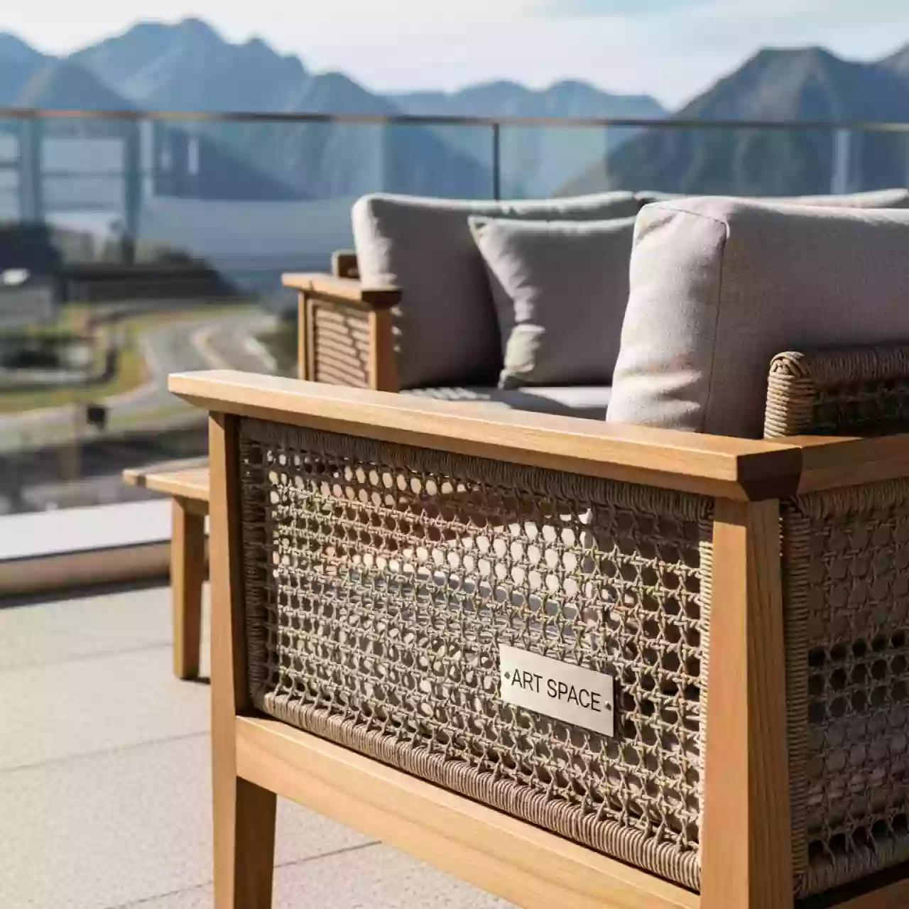 Аренда Кресло Talara деревянное плетеное с подушками на площадке Rosa Peak (2320м) — ART SPACE