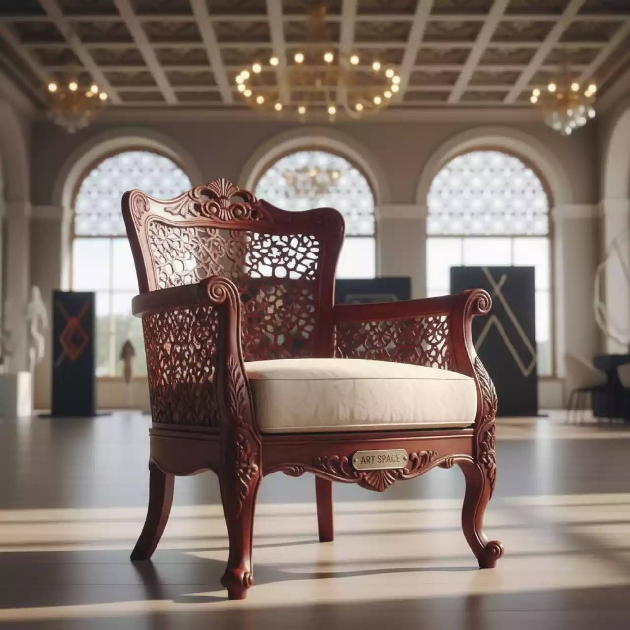 Аренда Кресло Уэльс ажурное плетение с подушкой мореный дуб в усадьбе Голицына — ART SPACE