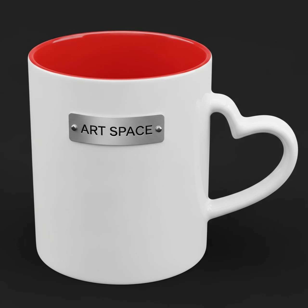 Аренда Кружка для сублимации белая прямая с красной заливкой ручка в виде сердца в Sochi Marriott Krasnaya Polyana — ART SPACE