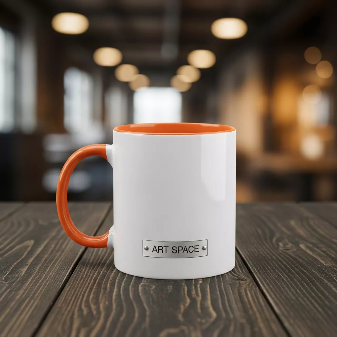 Аренда Кружка для сублимации белая прямая с оранжевой заливкой в Rodina Grand Hotel & SPA — ART SPACE