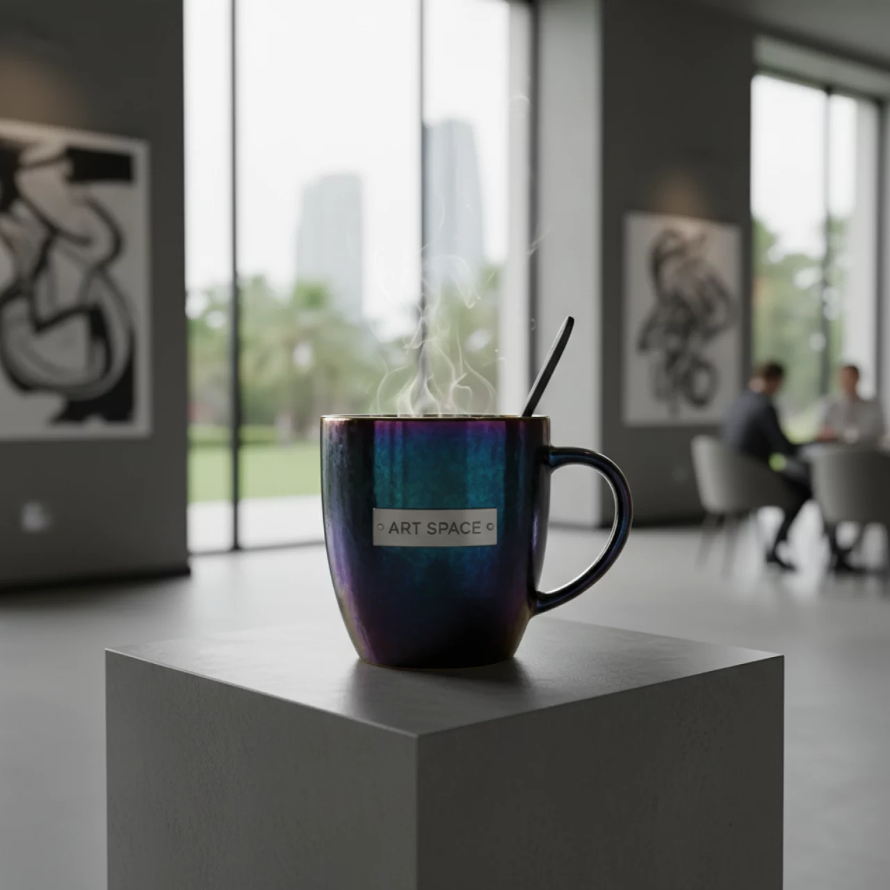 Аренда Кружка для сублимации хамелеон черная с черной ложкой и заливкой в Rodina Grand Hotel & SPA — ART SPACE