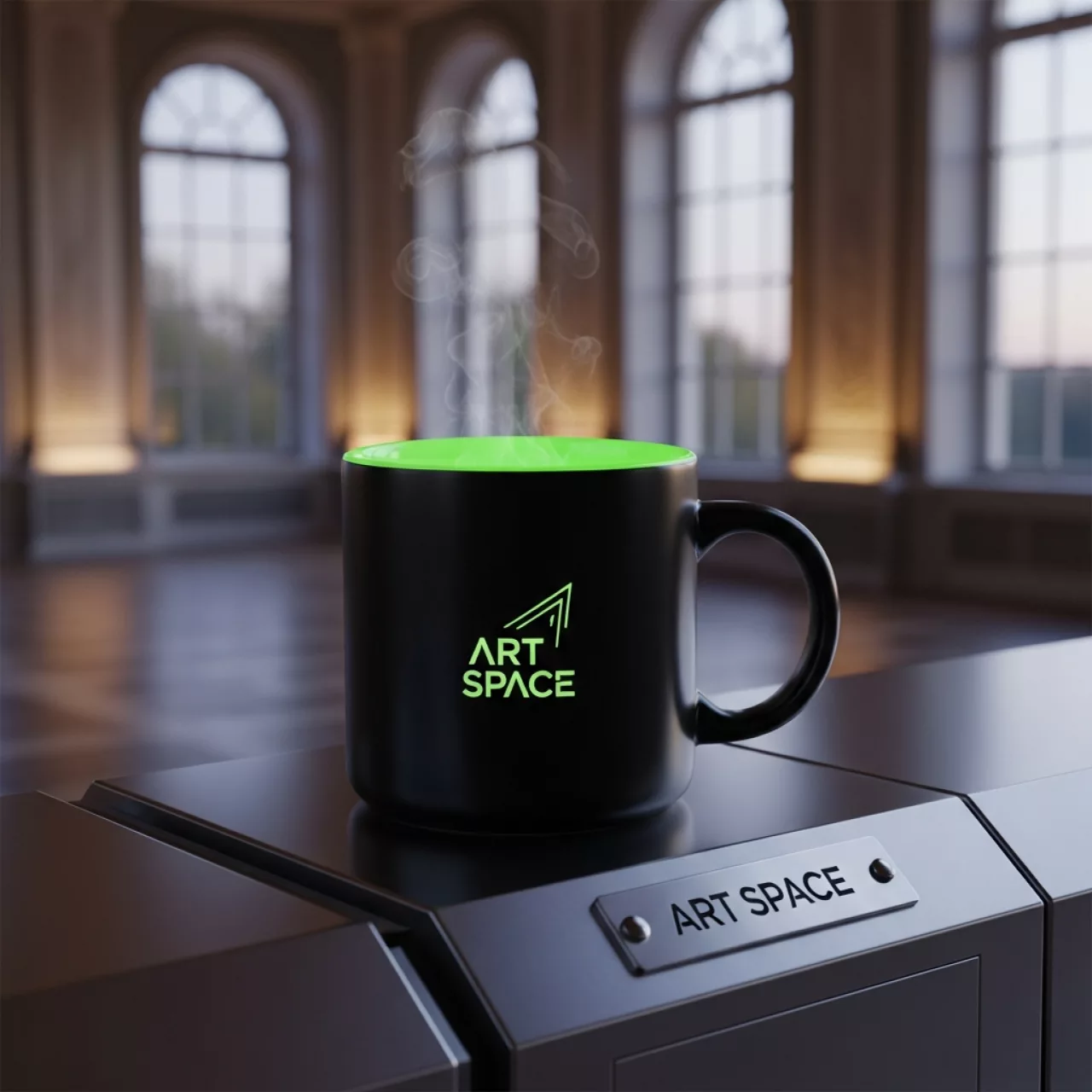 Аренда Кружка для сублимации хамелеон черная с зеленой заливкой в усадьбе Голицына — ART SPACE