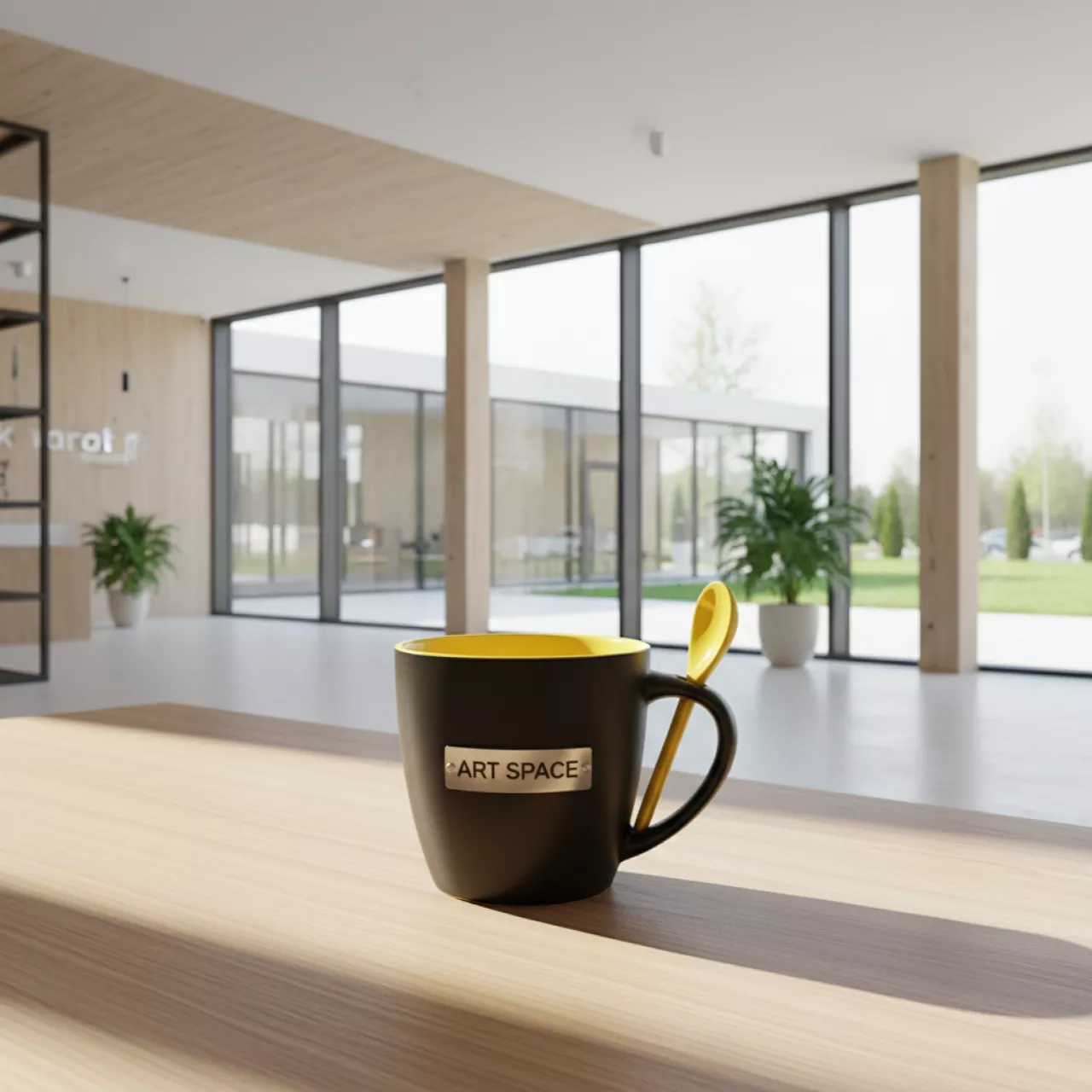 Аренда Кружка для сублимации хамелеон черная с желтой ложкой и заливкой в Karat Resort — ART SPACE