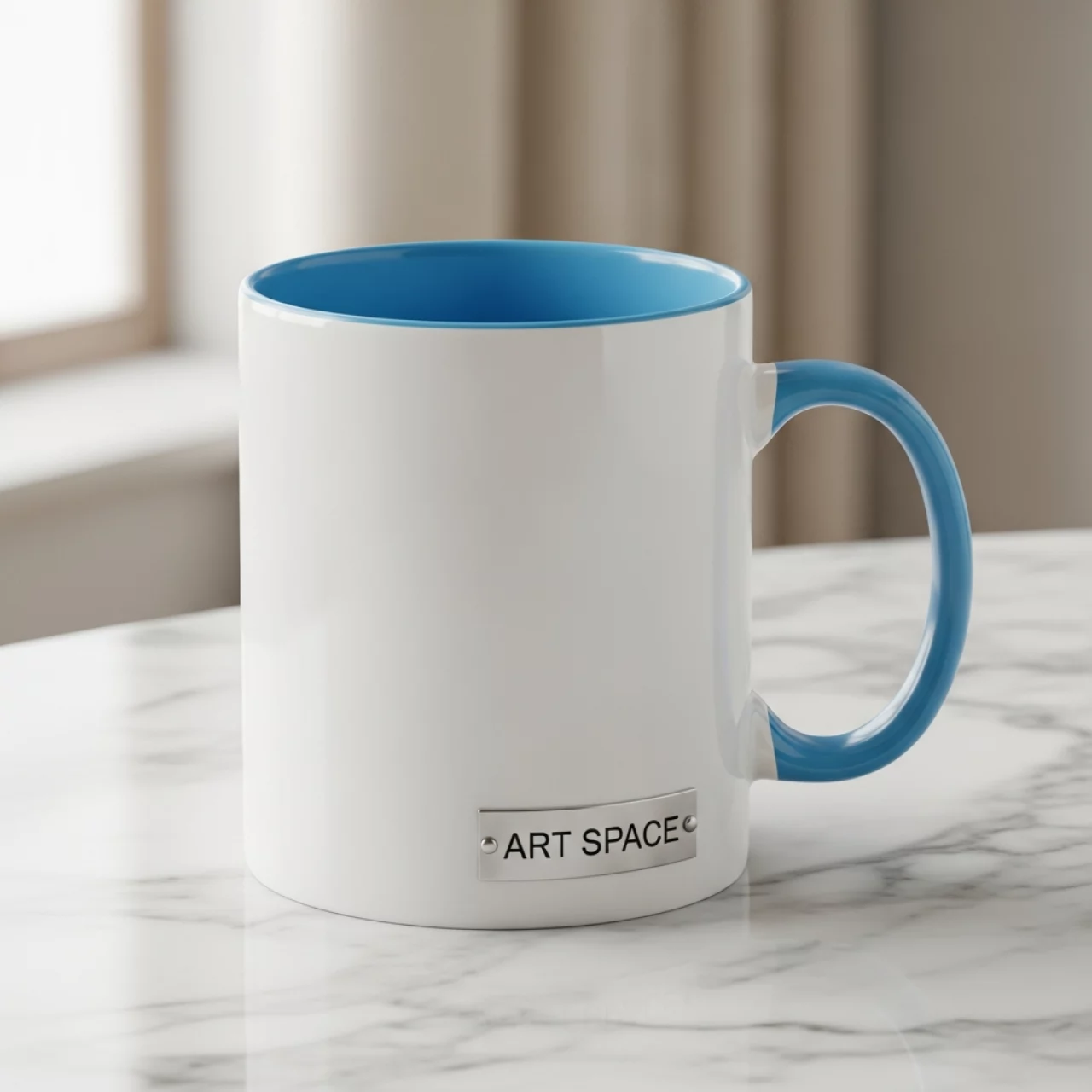 Аренда Кружка для сублимации прямая белая с голубой заливкой и ручкой в Imeretinskiy Hotel — ART SPACE