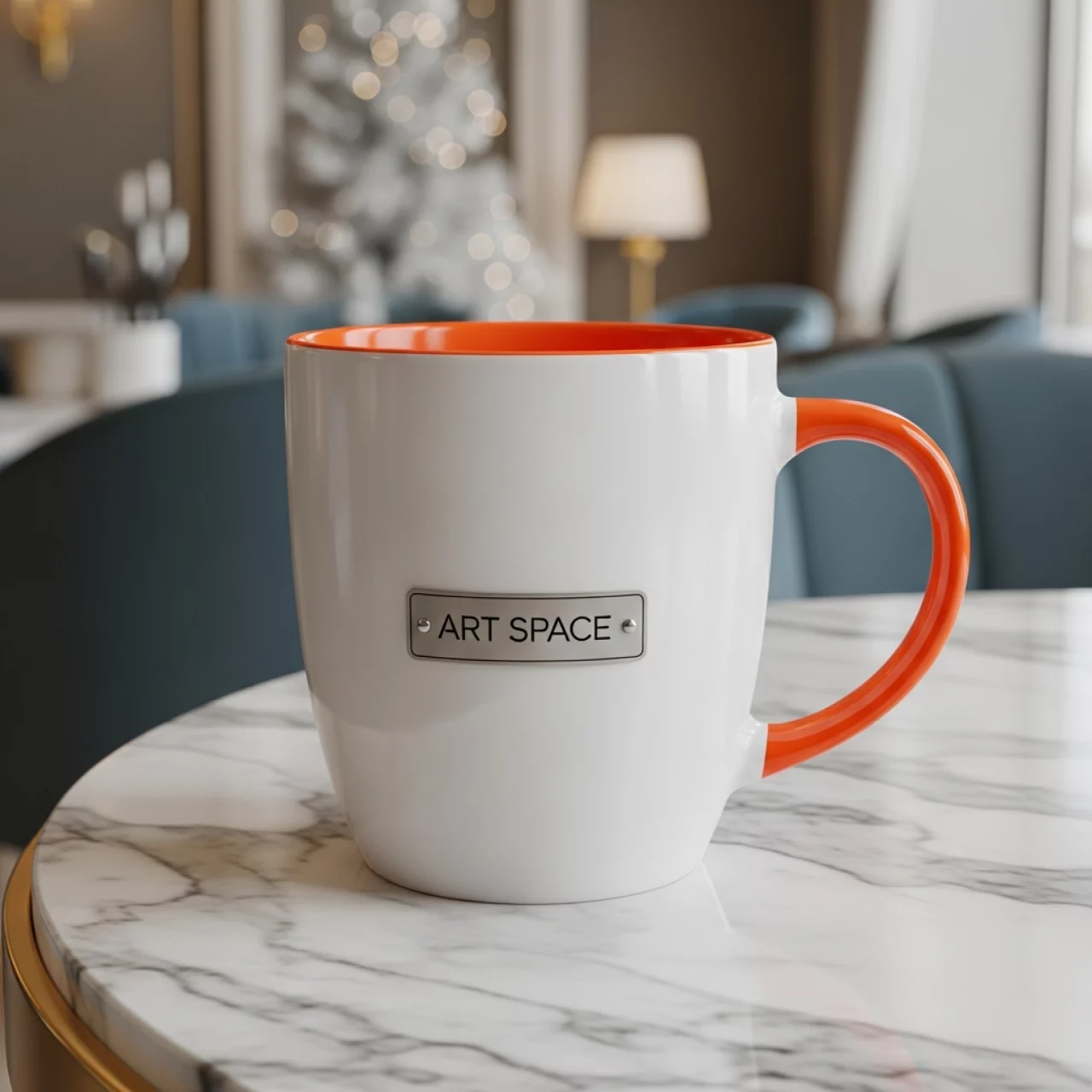 Аренда Кружка для сублимации прямая белая с оранжевой заливкой в Imeretinskiy Hotel — ART SPACE