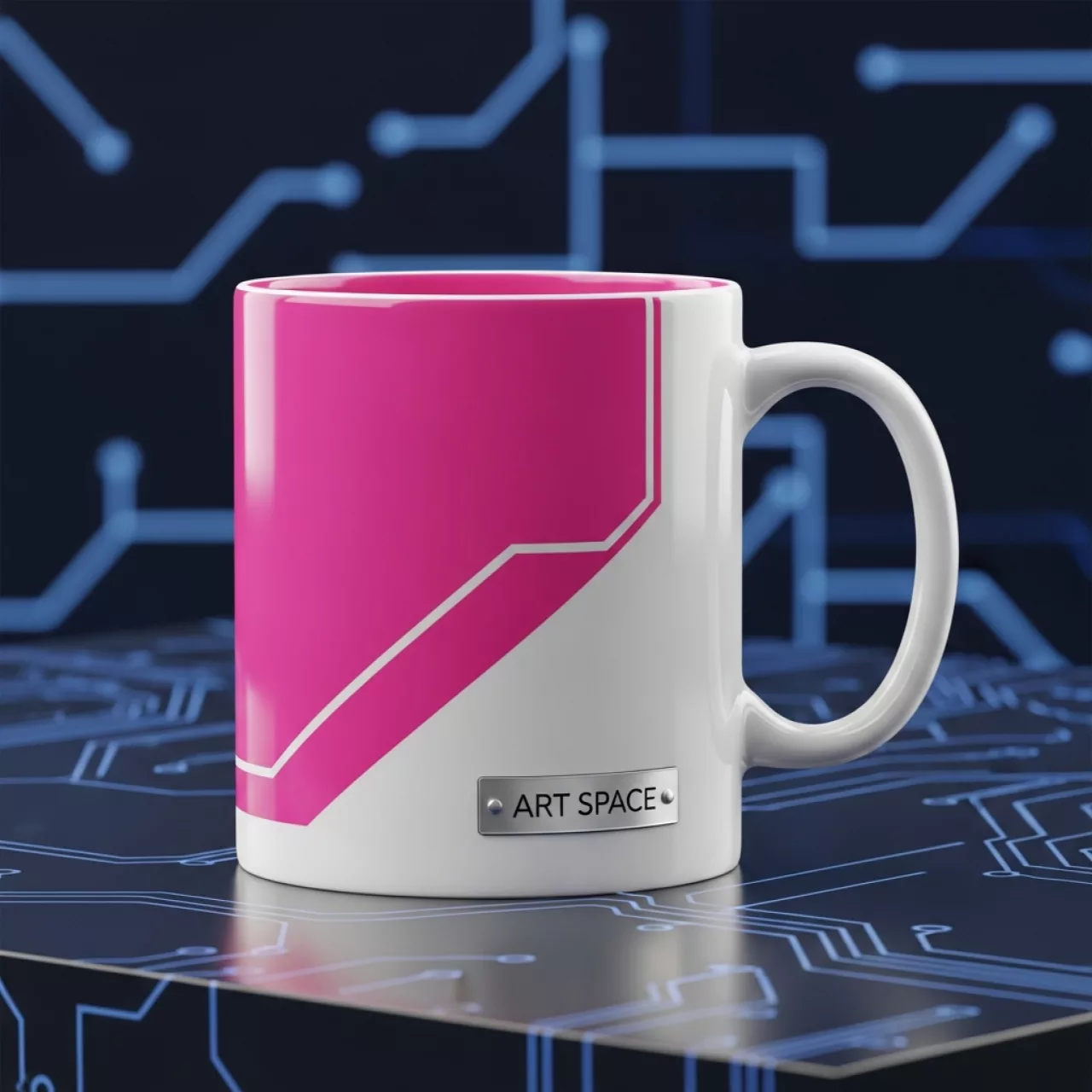 Аренда Кружка для сублимации прямая белая с розовой заливкой и ручкой в Radisson Collection Paradise — ART SPACE