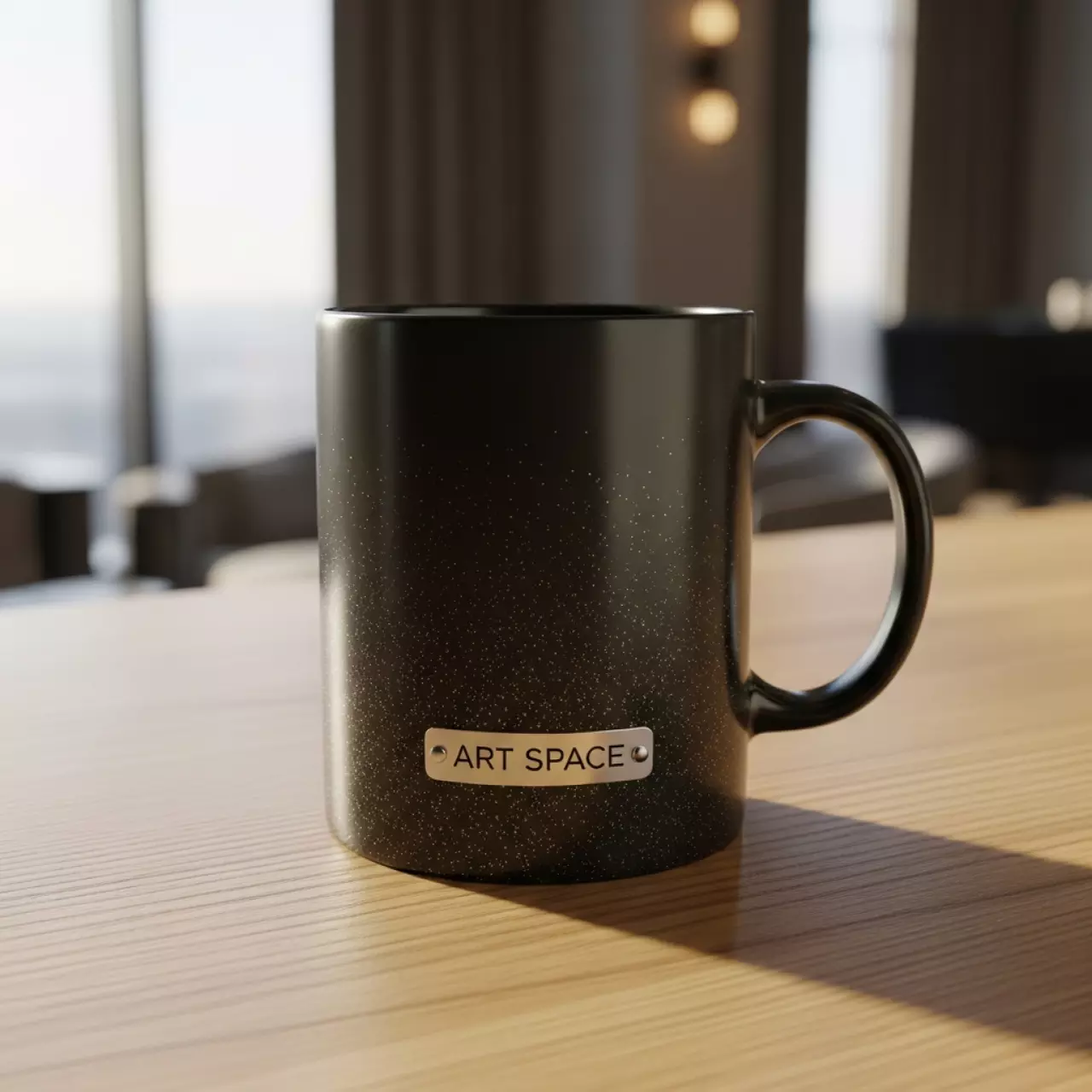 Аренда Кружка для сублимации прямая хамелеон черная матовая с серебряными блестками в Гранд Отель Сочи — ART SPACE