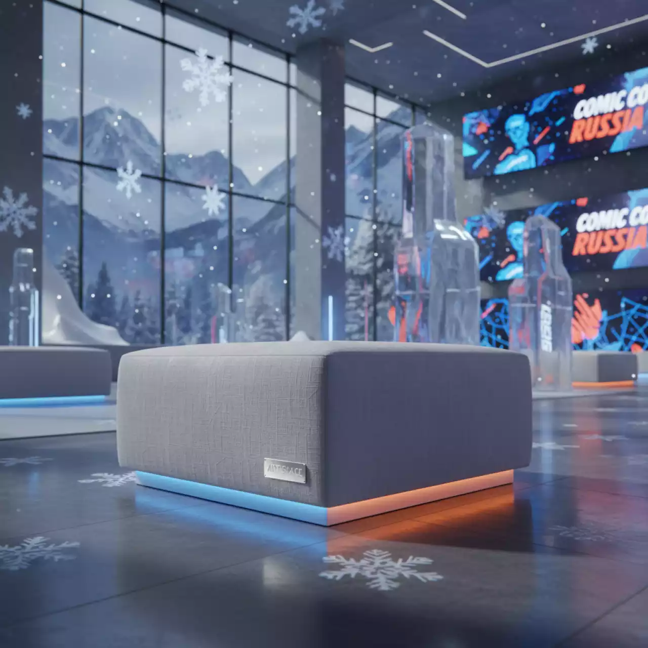 Аренда Куб с мягким сиденьем с LED подсветкой 40х40 см в Поляна 1389 Отель и Спа — ART SPACE