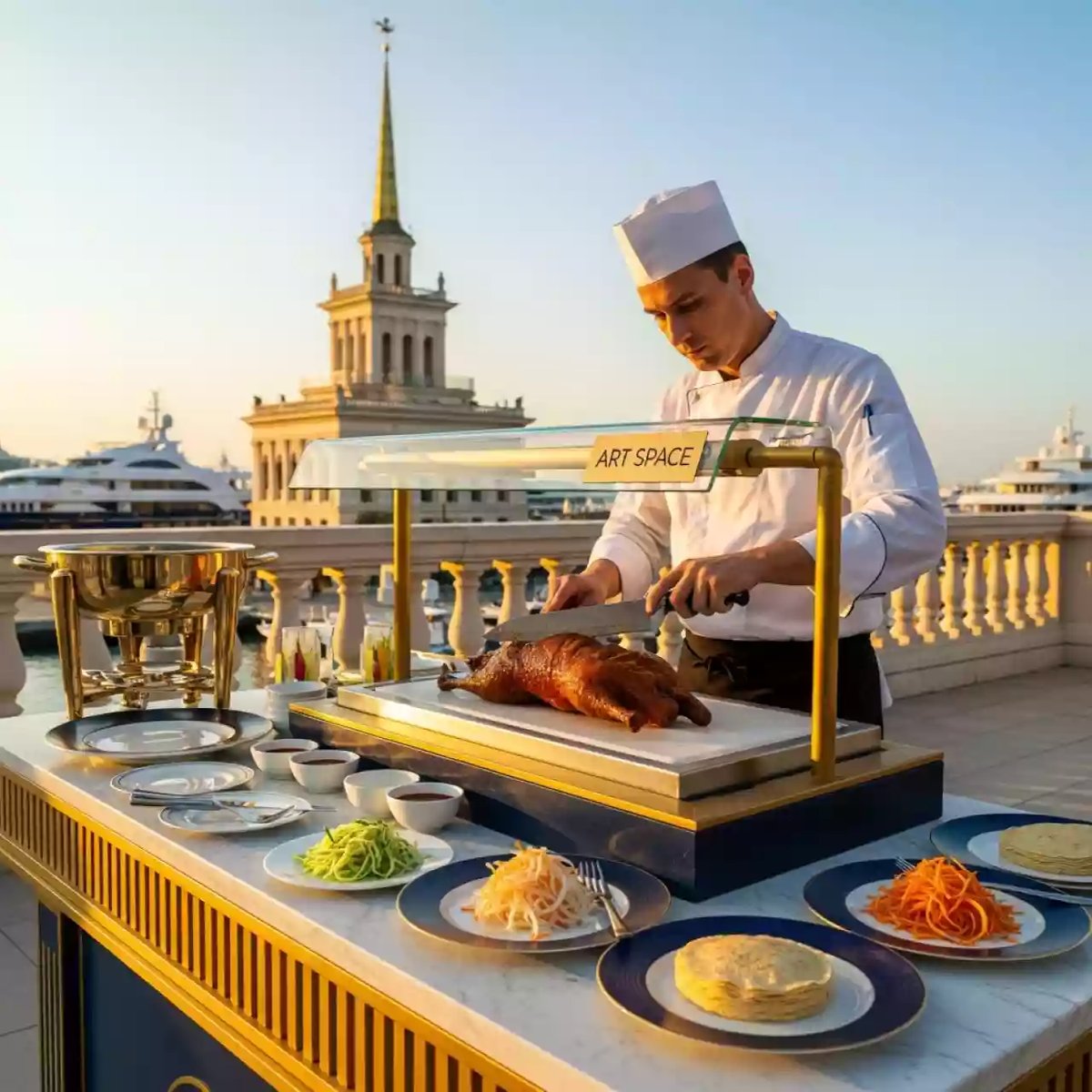 Аренда Кулинарная станция утка по пекински на территории Морпорта Сочи — ART SPACE