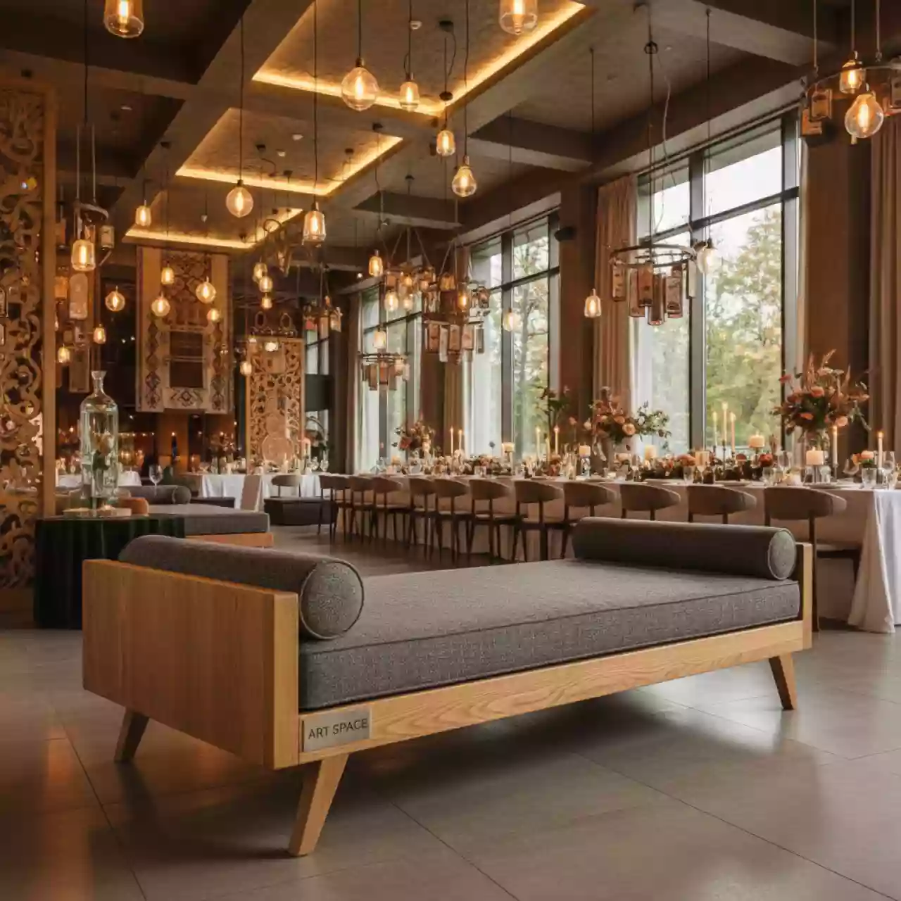 Аренда Кушетка Кофу textile беленый дуб в этно-парке «Моя Россия» — ART SPACE