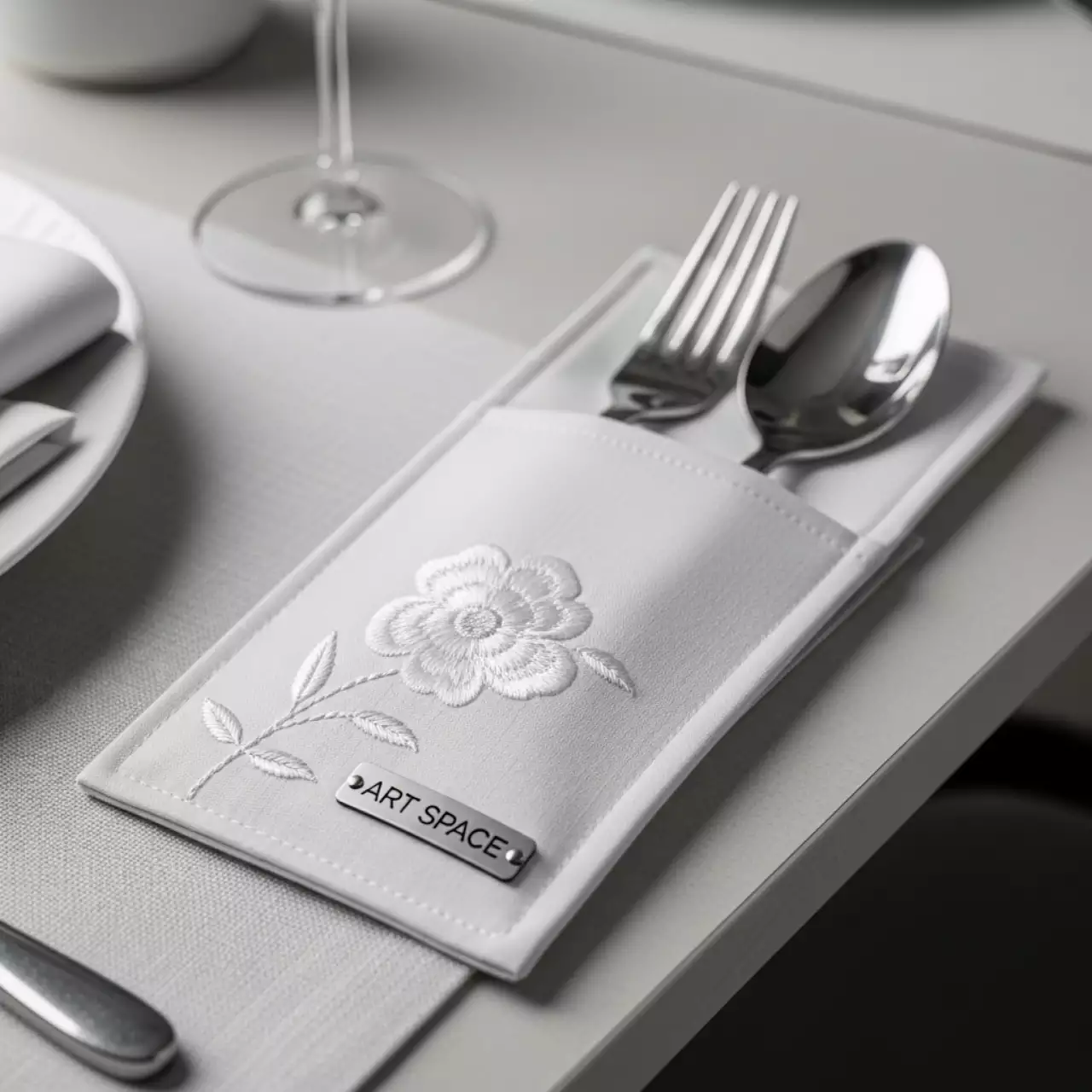 Аренда Куверт на 2 прибора ричард белый цветок в ресторане «Brunello» — ART SPACE