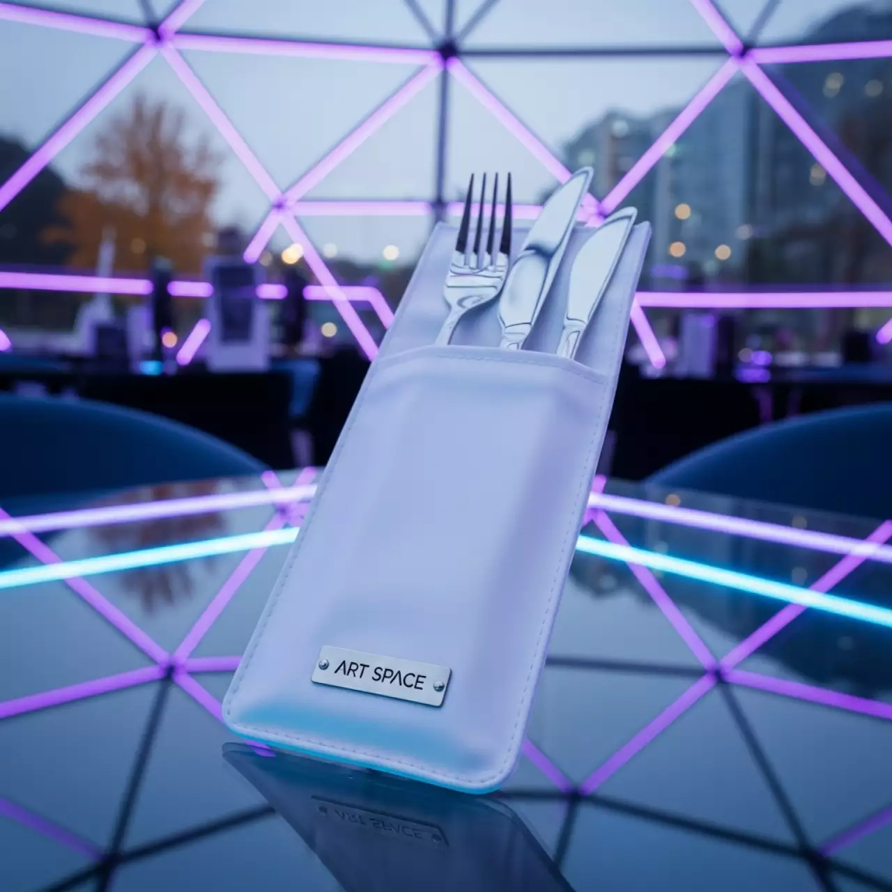 Аренда Куверт на 3 прибора журавинка гладь белый в Omega Sirius — ART SPACE