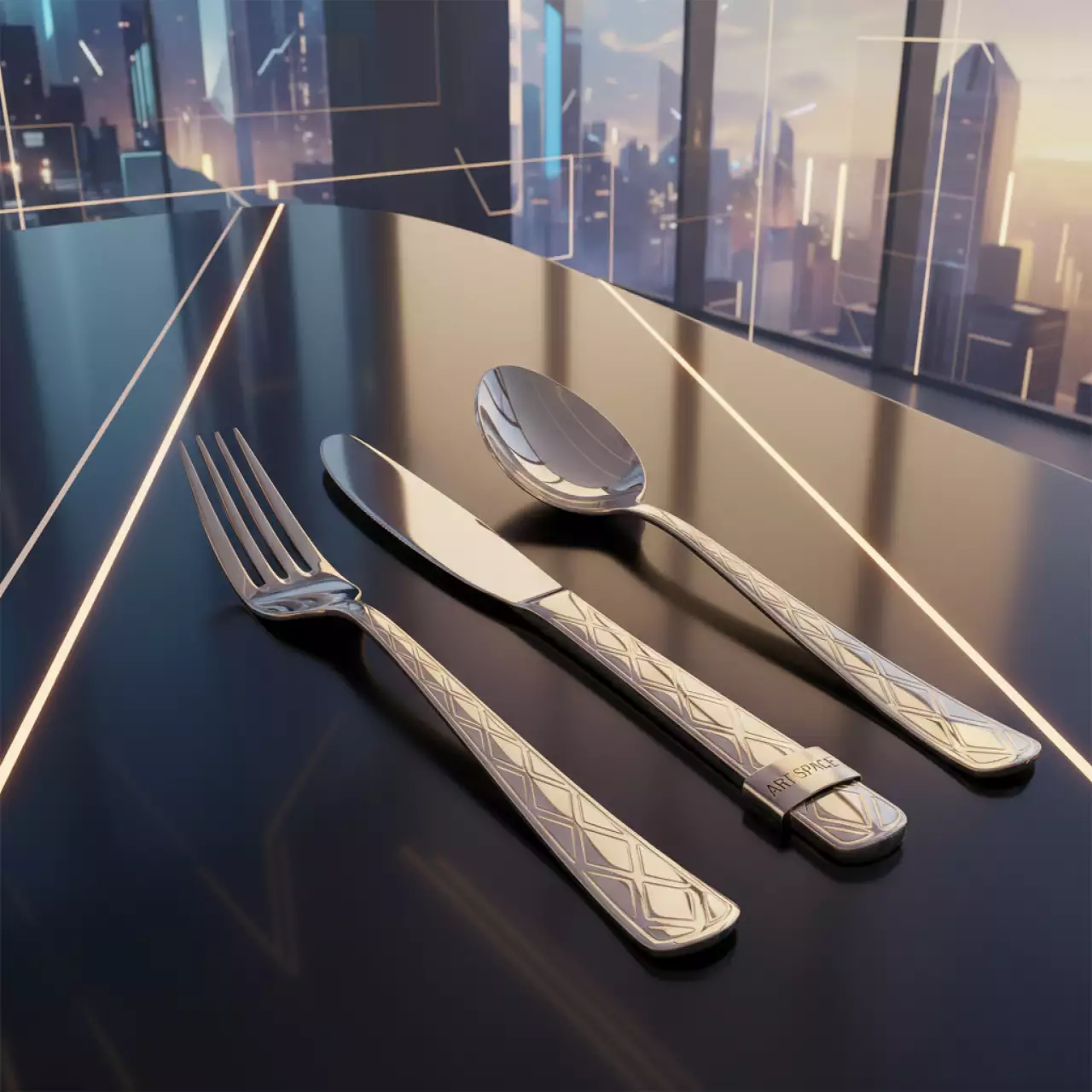 Аренда Куверт на 3 прибора журавинка ромб шампань на Медальной площади — ART SPACE