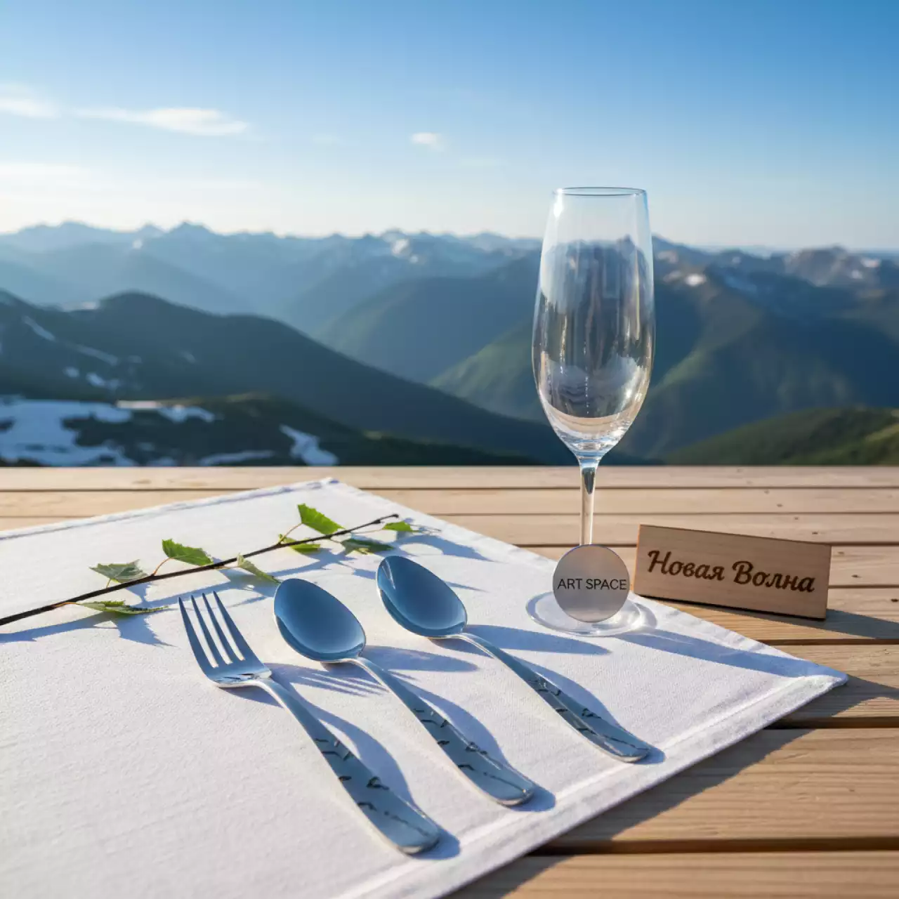 Аренда Куверт на 3 прибора журавинка вензель шампань на площадке Rosa Peak (2320м) — ART SPACE