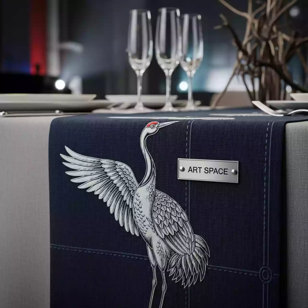 Аренда Куверт журавинка вензель на 3 прибора шампань в Omega Sirius — ART SPACE