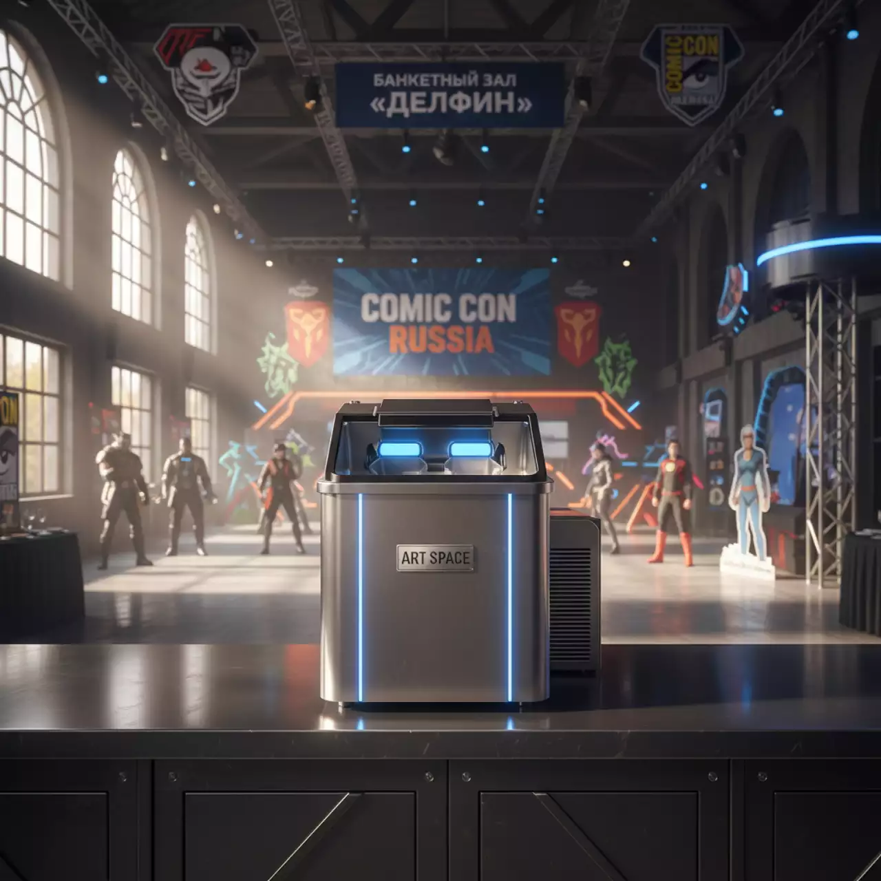 Аренда Льдогенератор Hurakan HKN IMS 18 с измельчителем в банкетном зале «Дельфин» — ART SPACE