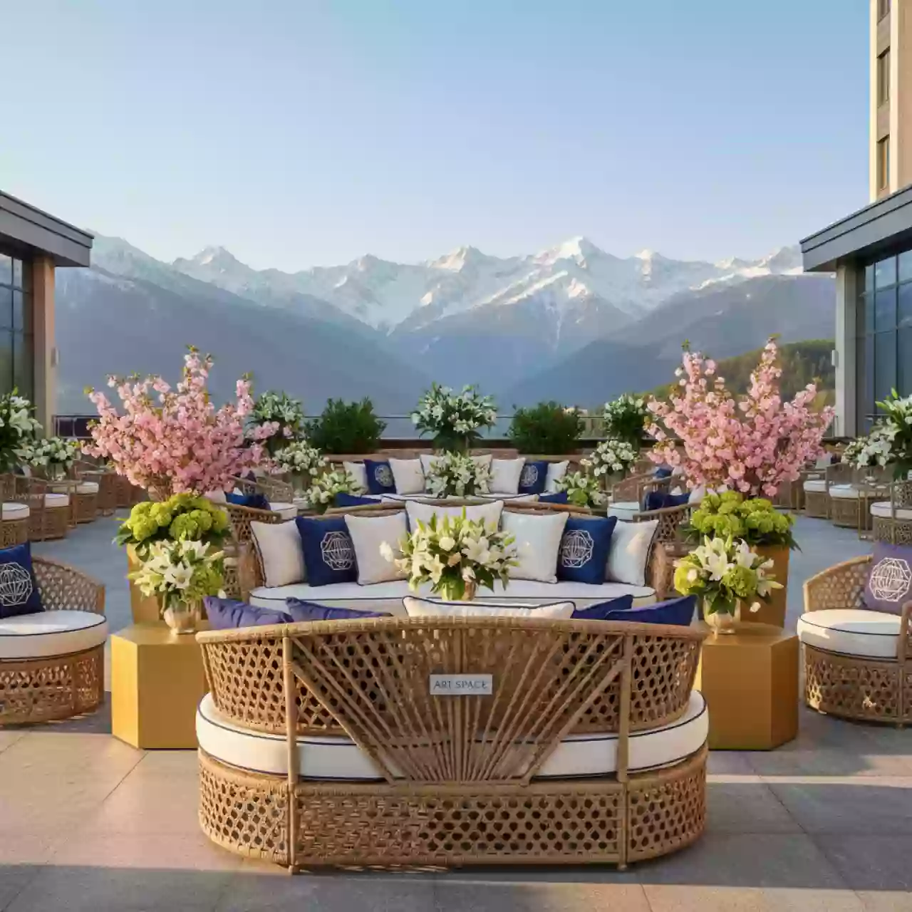 Аренда Лаунж диван плетеный с подушками Dream 2.0 в Radisson Hotel Rosa Khutor — ART SPACE