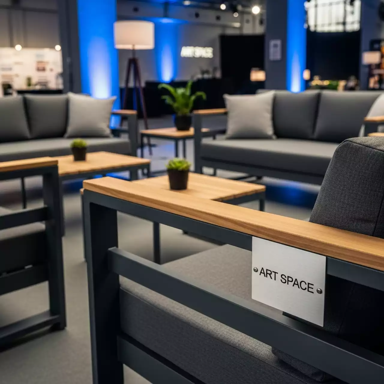 Аренда Лаунж мебель Gotland антрацит серый алюминий тик в Маринс Парк Отеле — ART SPACE