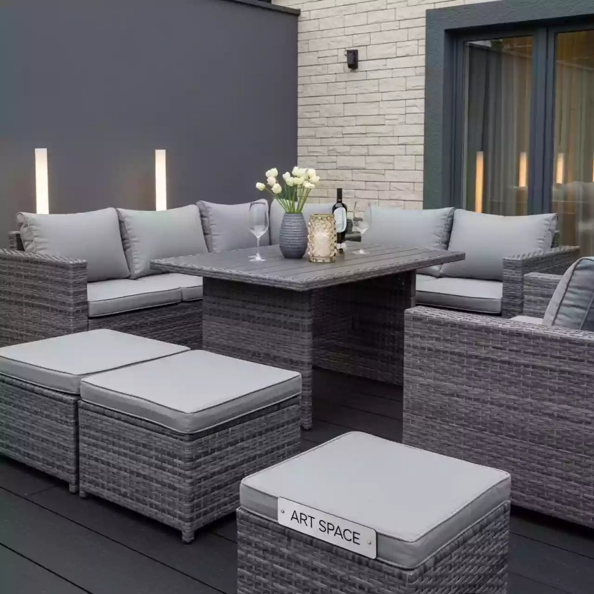 Аренда Лаунж зона Асти графит из искусственного ротанга на 6 персон в Bridge Resort — ART SPACE