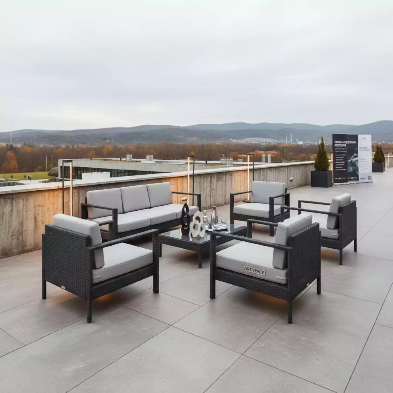 Аренда Лаунж зона Асти из искусственного ротанга на 6 персон графит в Сочи Парк Отеле — ART SPACE