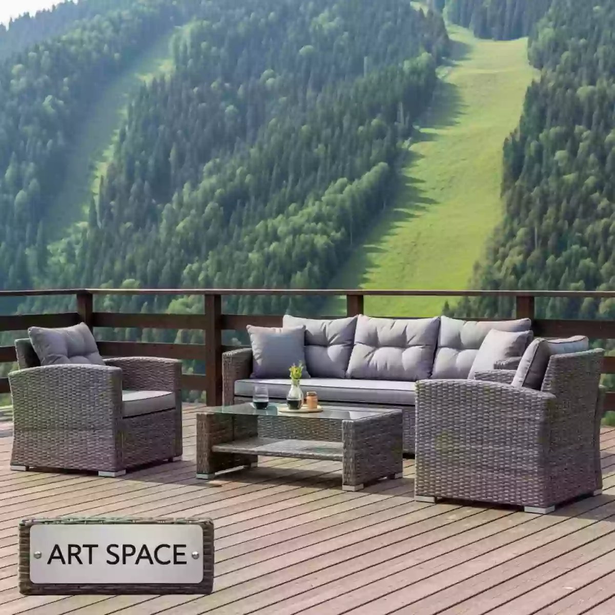 Аренда Лаунж зона из искусственного ротанга Толедо графит на курорте «Газпром» (Альпика) — ART SPACE