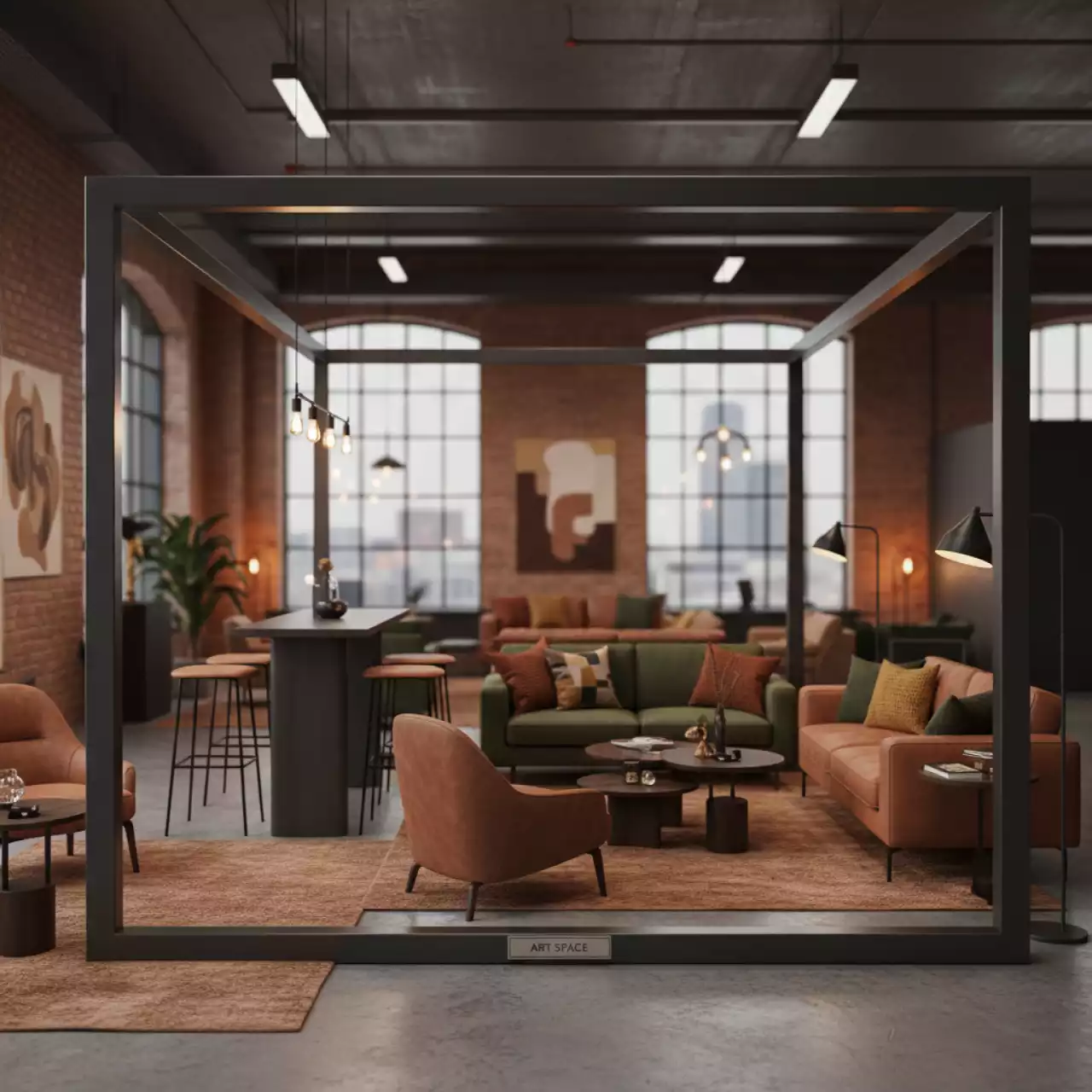 Аренда Лаунж зона Premium Elegante темно серый каркас в лофте «Студия 21» — ART SPACE