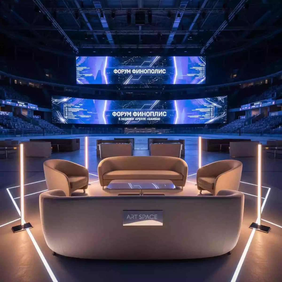 Аренда Лаунж зона Royal Family Michelle бежевая комплект из кресел дивана и столика в ледовой арене «Шайба» — ART SPACE