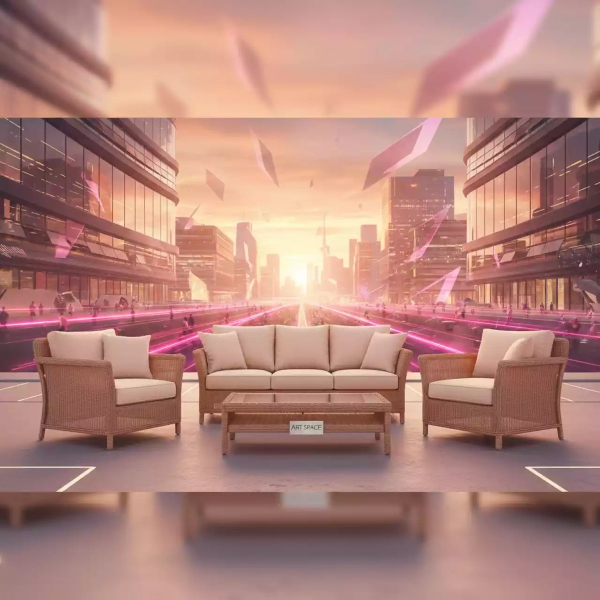 Аренда Лаунж зона Толедо искусственный ротанг соломенный в Alpha Sirius — ART SPACE