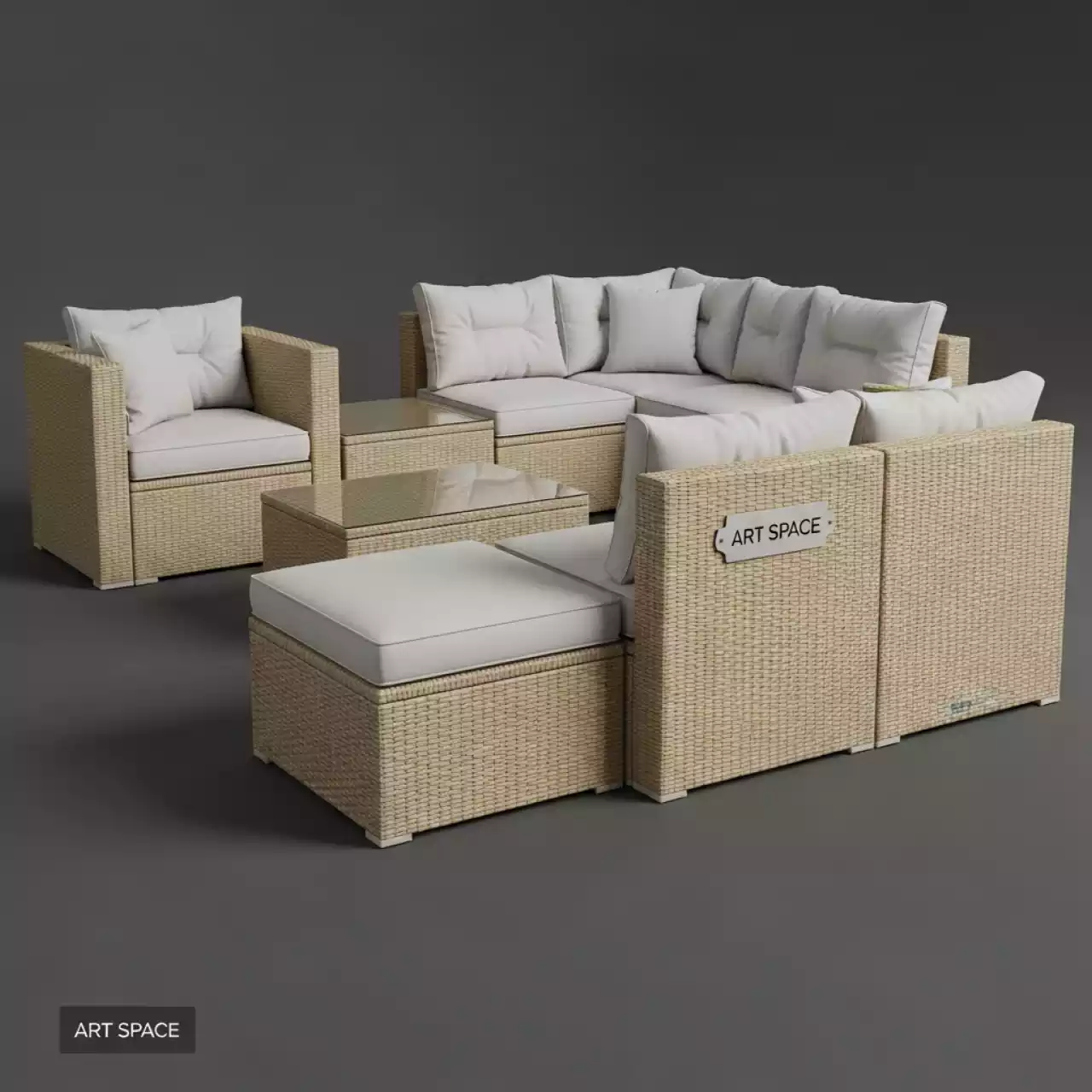 Аренда Лаунж зона трансформирующаяся из искусственного ротанга Лунго бежевая в ресторане «Паруса» — ART SPACE