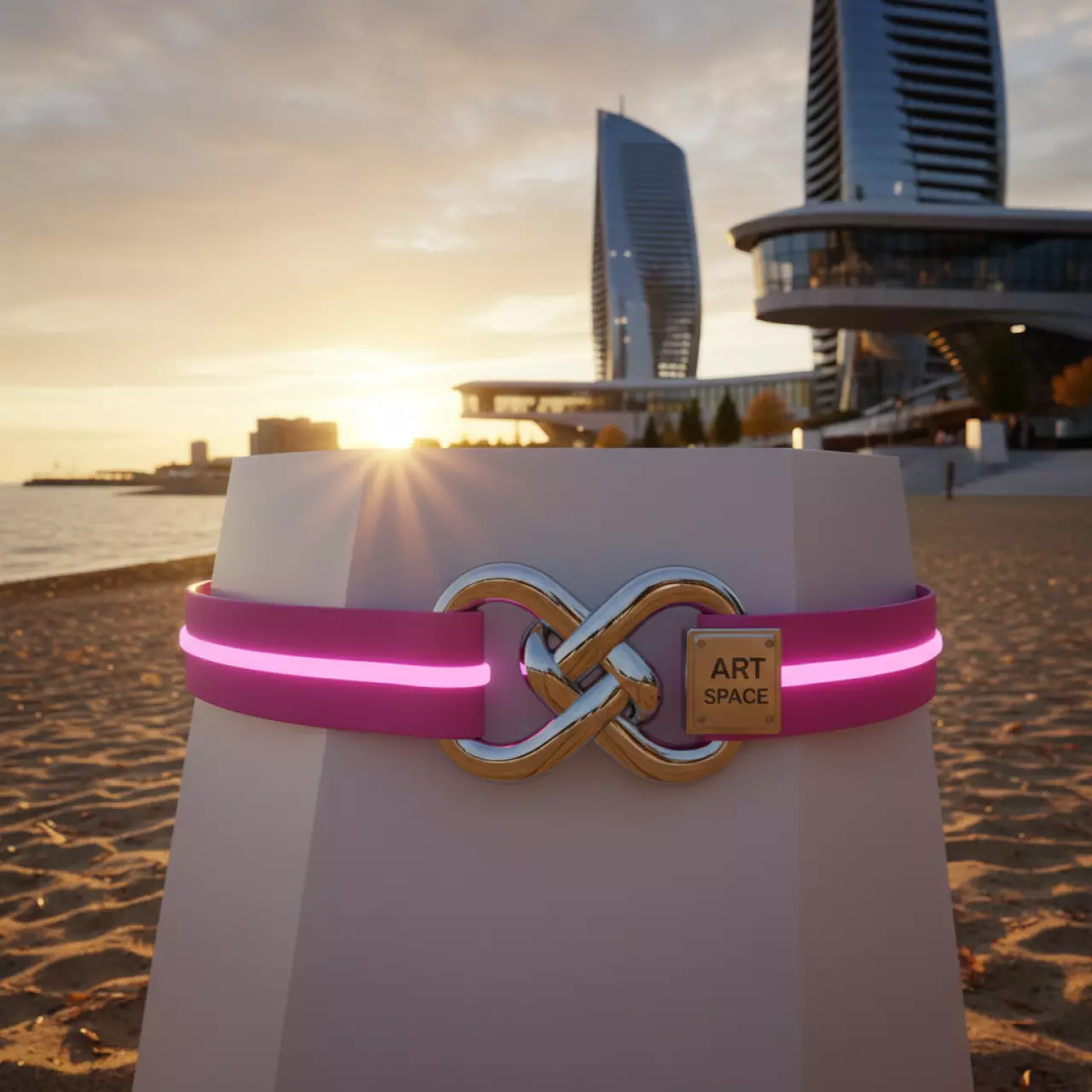 Аренда Лента эластичная с пряжкой фуксия на пляже «Мандарин» — ART SPACE