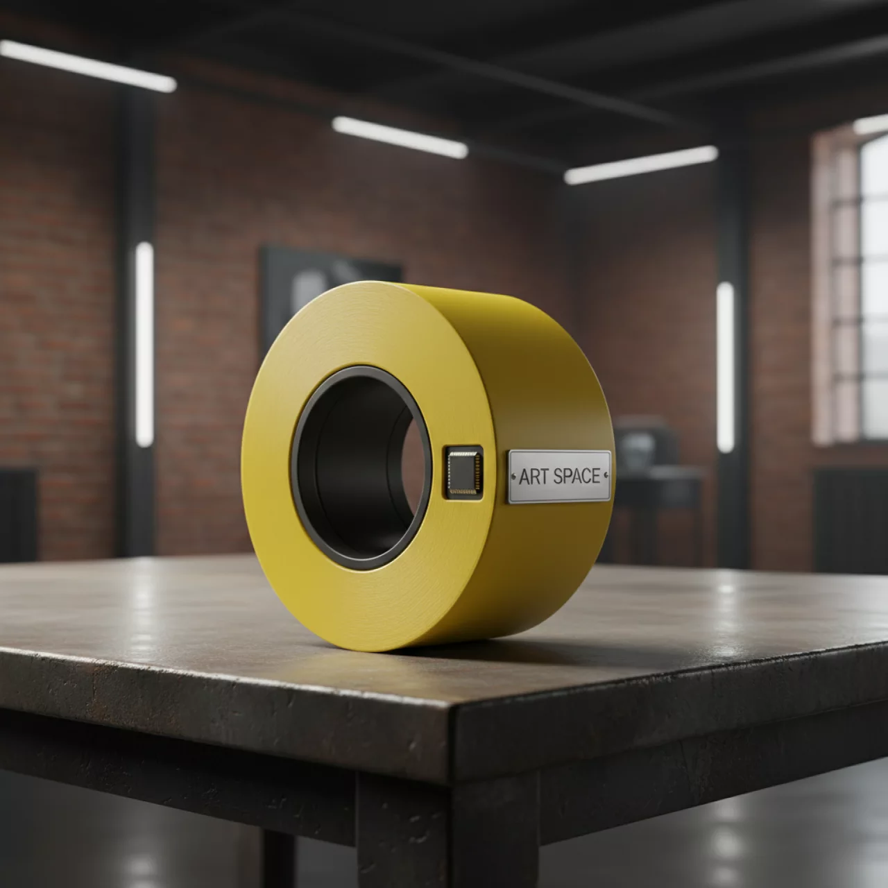 Аренда Лента Vell VL 631CH с чипом 12 мм черный на желтом в лофте «Студия 21» — ART SPACE