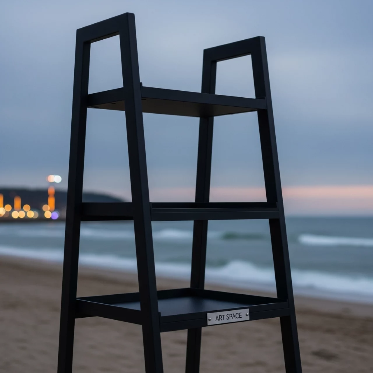 Аренда Лестница фуршетная черная 4 яруса 67х40х120 на пляже «Маяк» — ART SPACE