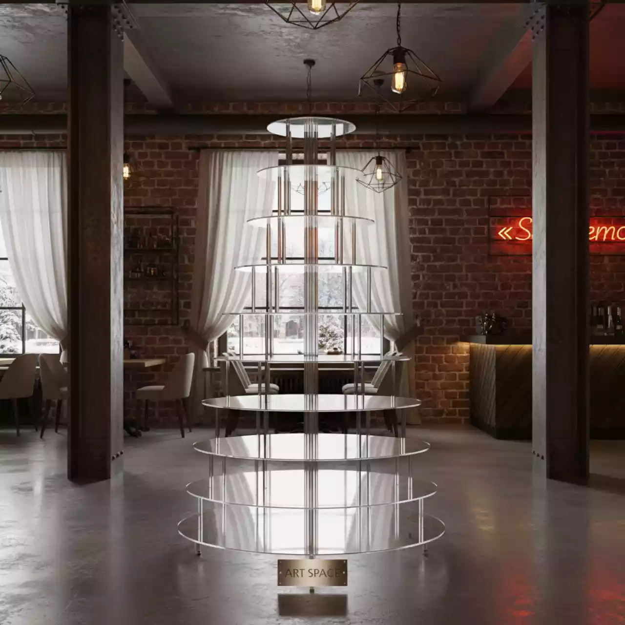 Аренда Лестницы фуршетной 7 ярусов в ресторане «Sanremo» — ART SPACE