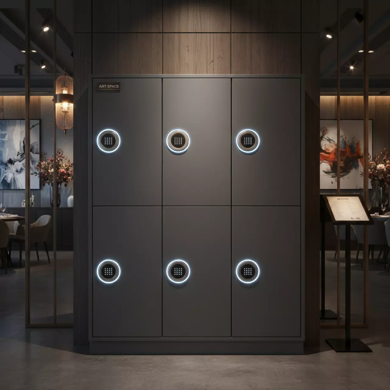 Аренда Локер 3 ячейки кодовый замок серый в ресторане «D.O.M» — ART SPACE