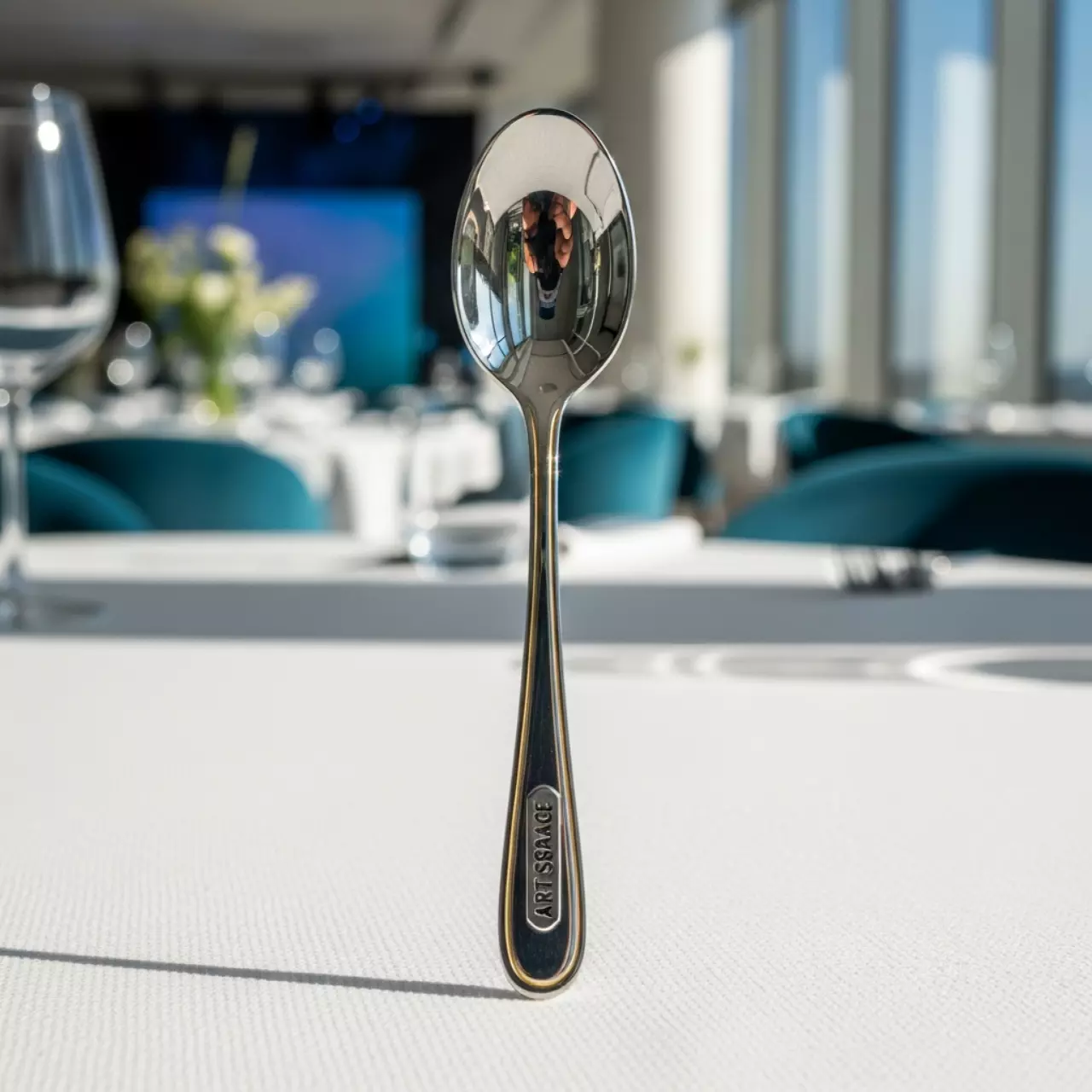 Аренда Ложка чайная Ансер серебро с золотым кантом в ресторане «D.O.M» — ART SPACE