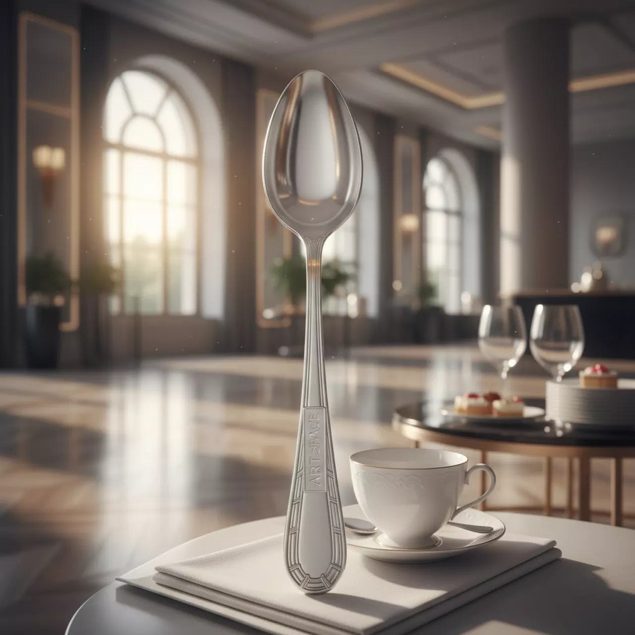 Аренда Ложка чайная Ансер серебро в МФК «Горный» — ART SPACE