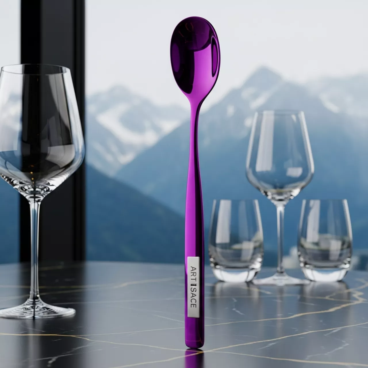 Аренда Ложка чайная фиолетовая Sapporo 140 мм на курорте «Газпром» (Альпика) — ART SPACE