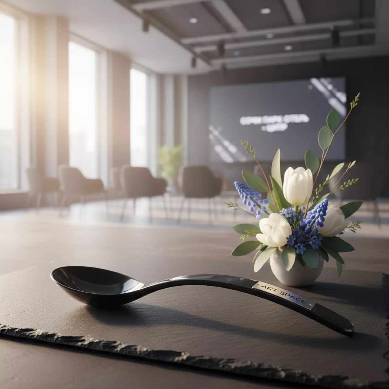 Аренда Ложка для комплимента Капля малая черный пластик 110х45 мм в Сочи Парк Отеле — ART SPACE