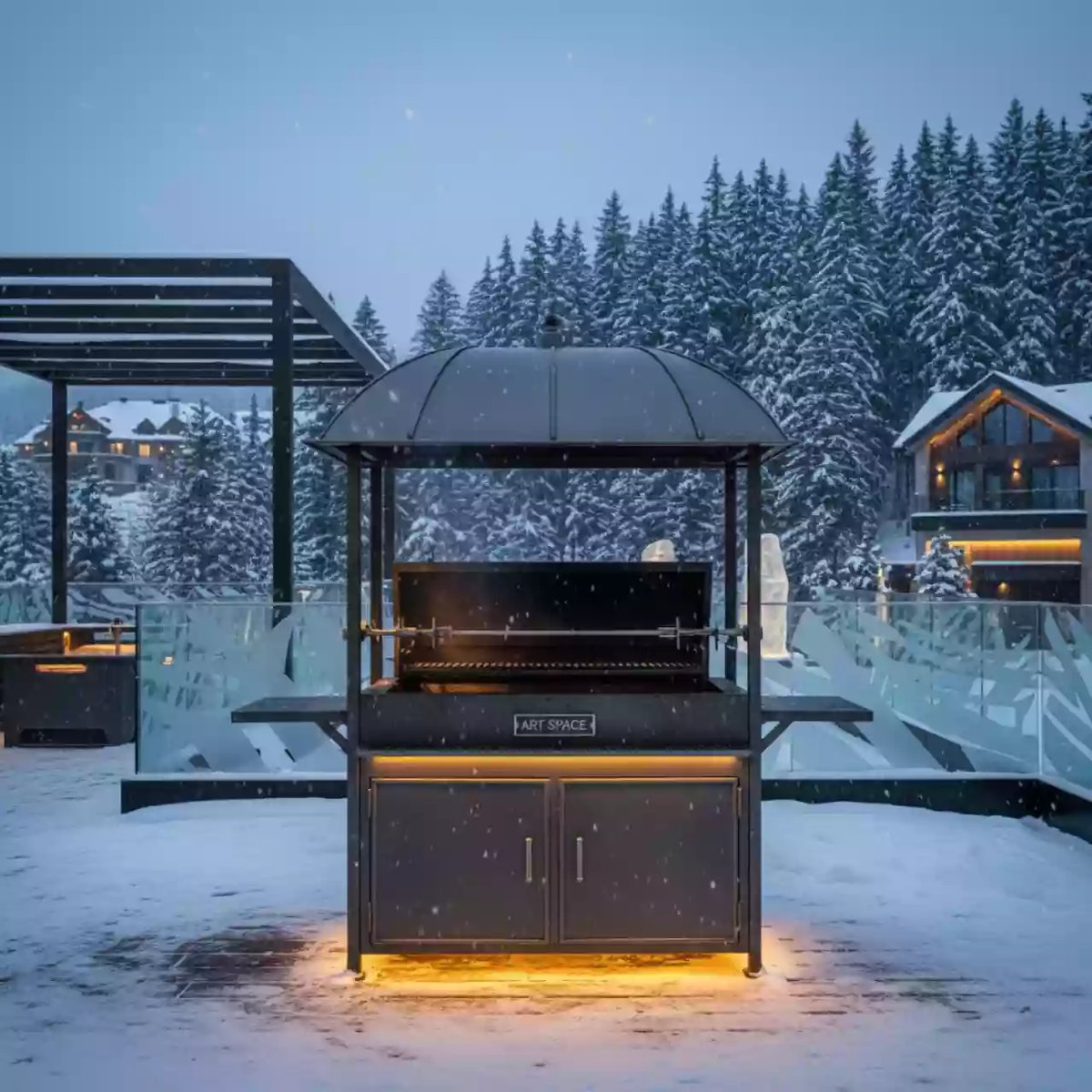 Аренда Мангал с вертелом и крышей 2 м до 100 кг в Green Flow Hotel — ART SPACE