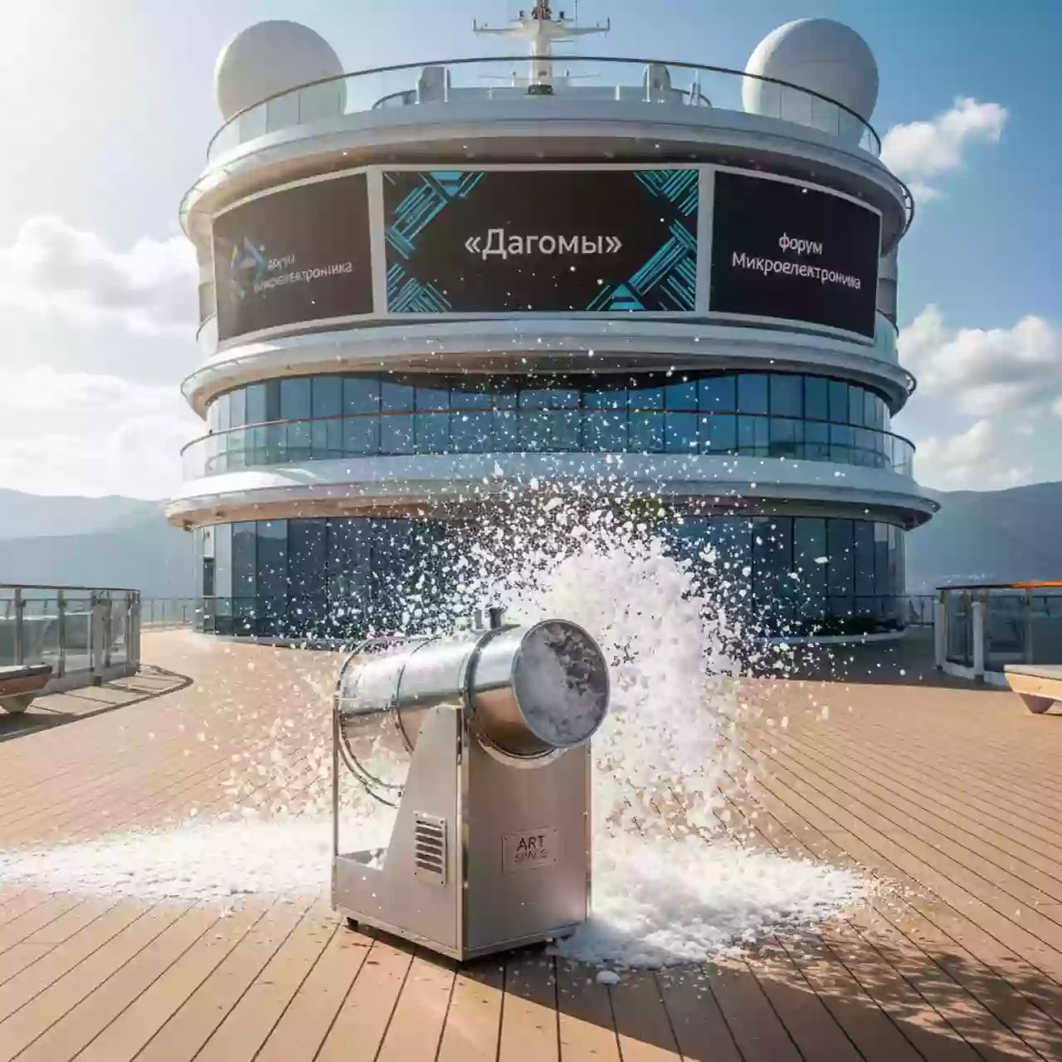 Аренда Машина снег из пенопласта на теплоходе «Дагомыс» — ART SPACE