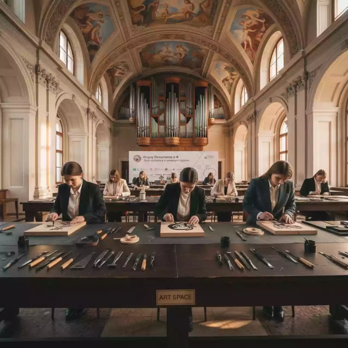 Аренда Мастер класс линогравюра в Зале органной и камерной музыки — ART SPACE