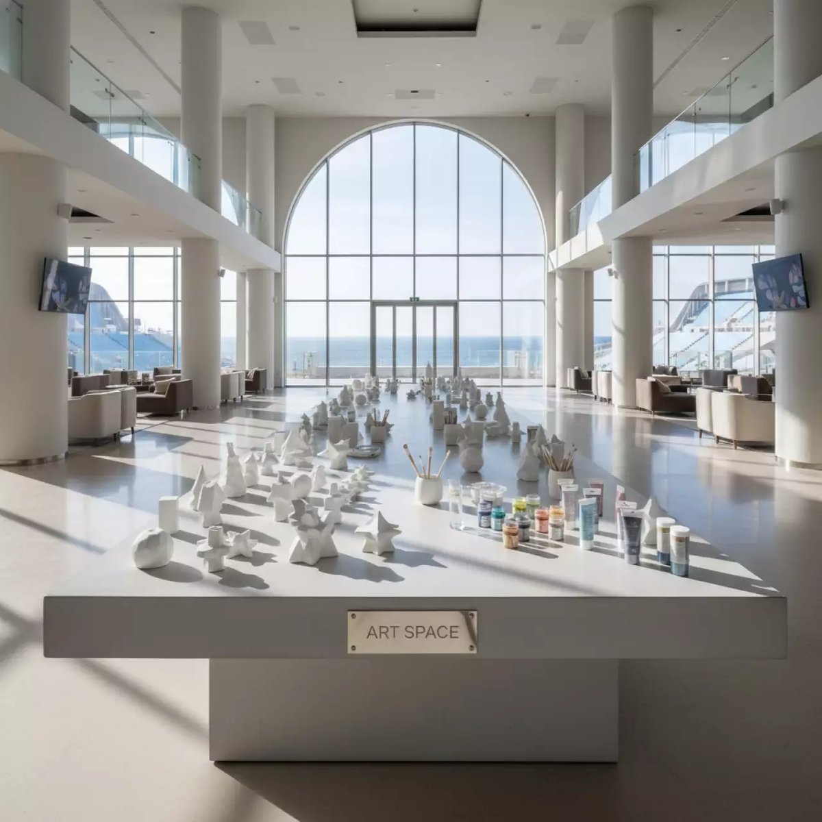 Аренда Мастер класс по росписи гипсовых фигурок для ёлки на арене «Фишт» — ART SPACE