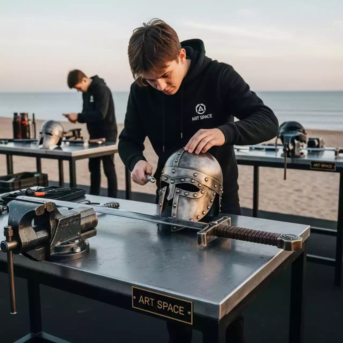 Аренда Мастер класс по шлемам и мечам на пляже «Маяк» — ART SPACE