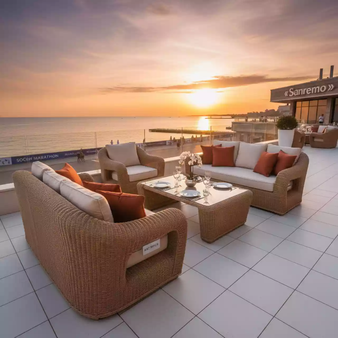 Аренда Мебель дачная Kvimol KM 1314 из искусственного ротанга цвет капучино в ресторане «Sanremo» — ART SPACE