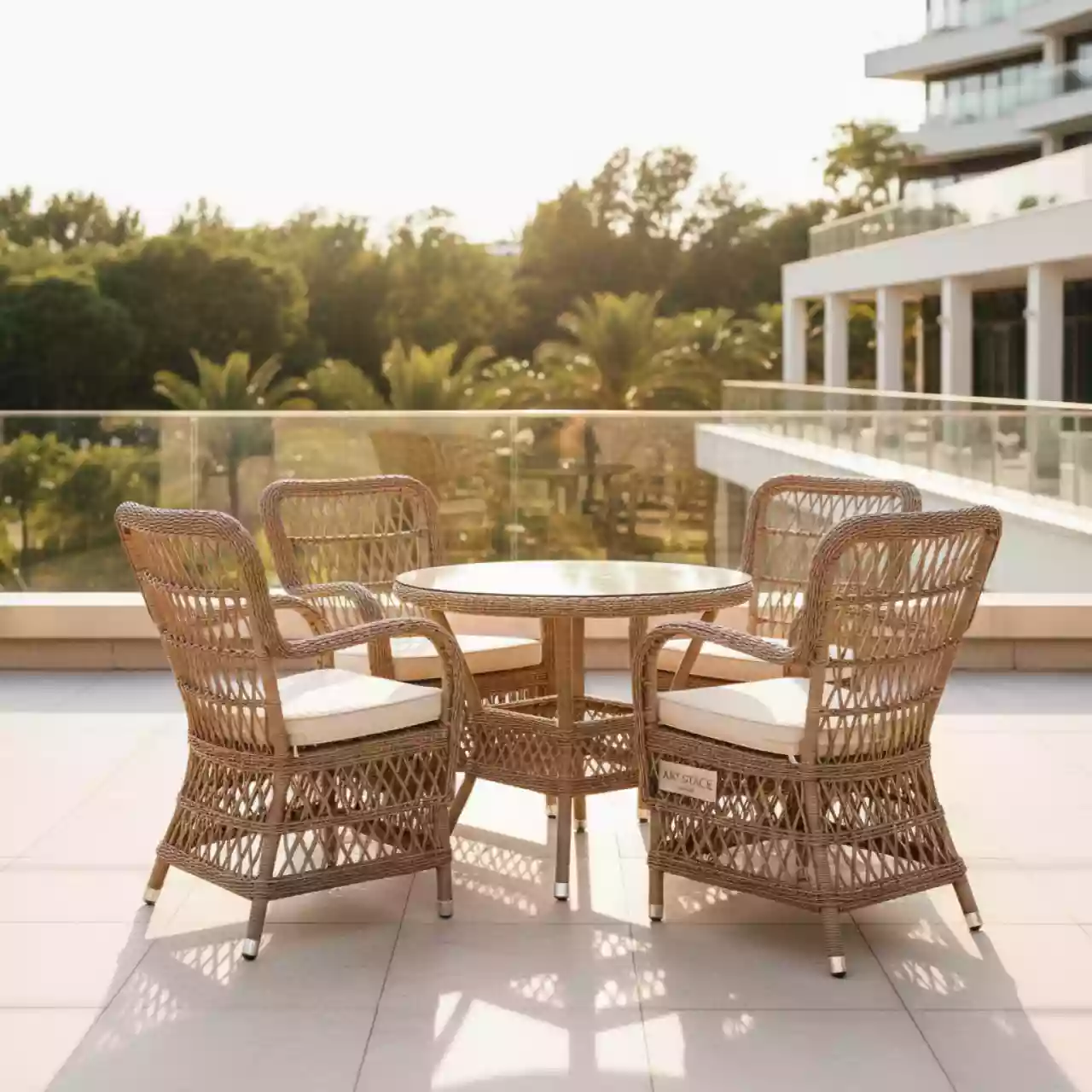 Аренда Мебельная группа Айриш плетеная на 4 персоны соломенная в Radisson Blu Resort & Congress Centre — ART SPACE