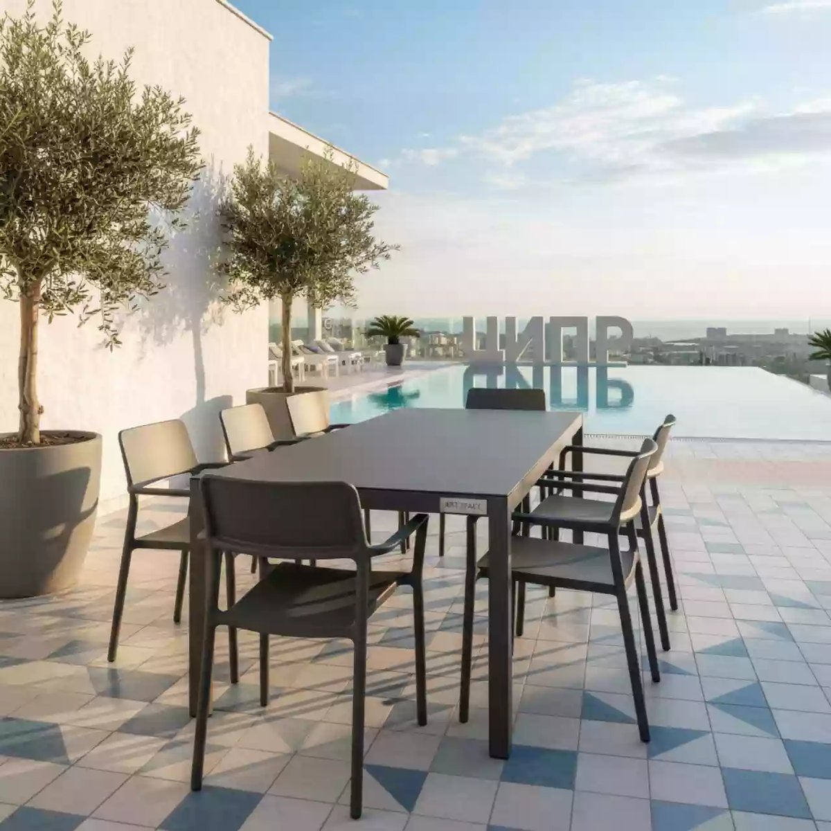 Аренда Мебельная группа BELLA 220 темно серый карбон антрацит в ресторане «La Terrazza» — ART SPACE